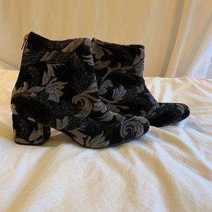 Velvet Embossed Floral Boots (made in Portugal)